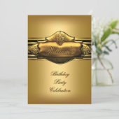 Invitation Elégant Gold Birthday Party Mens 60e 50e 40e (Debout devant)