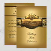 Invitation Elégant Gold Birthday Party Mens 60e 50e 40e (Devant / Derrière)