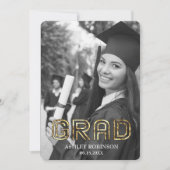 Invitation Élégant Gold Black and White Graduate Photo Party (Devant)