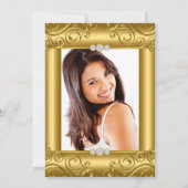 Invitation Elegant Gold Black Damask Photo Anniversaire (Dos)