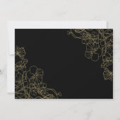 Invitation Elégant Gold Black Floral Photo 70e anniversaire (Dos)