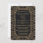 Invitation Elegant Gold Black Great Gatsby Engagement Party (Devant)