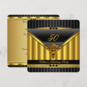 Invitation Elégant Gold Black Metal Lock Anniversaire Party 2 (Devant / Derrière)