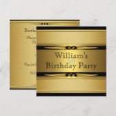 Invitation Elégant Gold Black Metal Look Anniversaire Fête (Devant / Derrière)