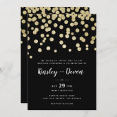 Invitation Elégant Gold & Black Parties scintillant Confetti  (Devant / Derrière)