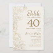 Invitation Elégant Gold Black Photo Surprise 40e anniversaire (Devant)