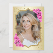 Invitation Elégant Gold Black Pink Photo 50e anniversaire (Dos)