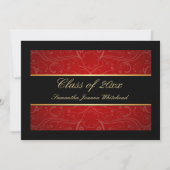 Invitation Élégant Gold/Black/Red Swirl College Graduation (Devant)