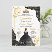 Invitation Elegant Gold Black Royal Quinceañera Invite (Debout devant)