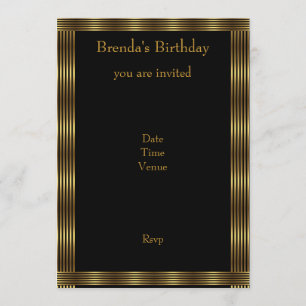 Invitation Elegant Gold & Black Stripes