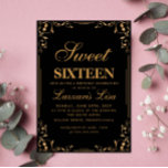 Invitation Elégant Gold Black Sweet sixteen 16 Anniversaire<br><div class="desc">Elégant Gold Black Sweet sixteen 16 Anniversaire</div>