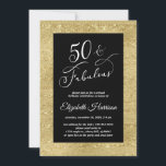 Invitation Elégant Gold Black Virtual 50th Birthday Party<br><div class="desc">Elégante et chic noir et brillant or cinquantième anniversaire virtuel invitation de fête avec "50 & Fabulous" et son nom dans des scripts assez élégants.</div>