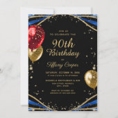 Invitation Elégant Gold Blue Agate 90e anniversaire (Devant)