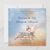 Invitation Elégant Gold Blue Dove En Mémoire Amoureuse (Devant)
