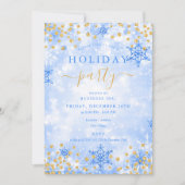 Invitation Elégant Gold Blue Xmas Winter Company (Devant)