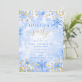 Invitation Elégant Gold Blue Xmas Winter Company (Debout devant)