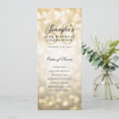 Invitation Elegant Gold Bokeh 80th Birthday Program avec menu (Debout devant)