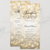 Invitation Elegant Gold Bokeh 80th Birthday Program avec menu (Devant / Derrière)