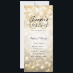 Invitation Elegant Gold Bokeh 80th Birthday Program avec menu<br><div class="desc">Elégant design "Anniversaire du programme" avec Gold Bokeh & texte personnalisé.</div>