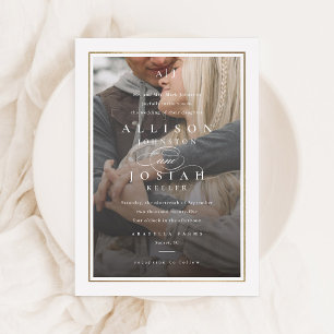 Invitation Elegant Gold Border 2 Mariage photo