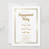 Invitation Elegant Gold Border Engagement Party (Devant)