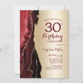 Invitation Elégant Gold Burgundy Red Agate 30e anniversaire (Devant)