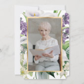 Invitation Elégant Gold Calla Lily Photo Célébration de la vi (Dos)