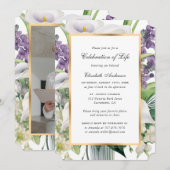 Invitation Elégant Gold Calla Lily Photo Célébration de la vi (Devant / Derrière)