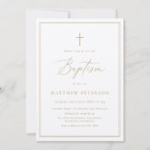 Invitation Elegant Gold Calligraphy Baptism (Devant)