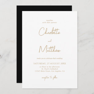 Invitation Elegant Gold Calligraphy Détails sur le Mariage ar