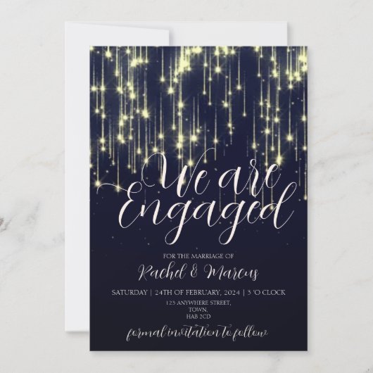 Invitation Elégant Gold Calligraphy Engagement Party (Devant)