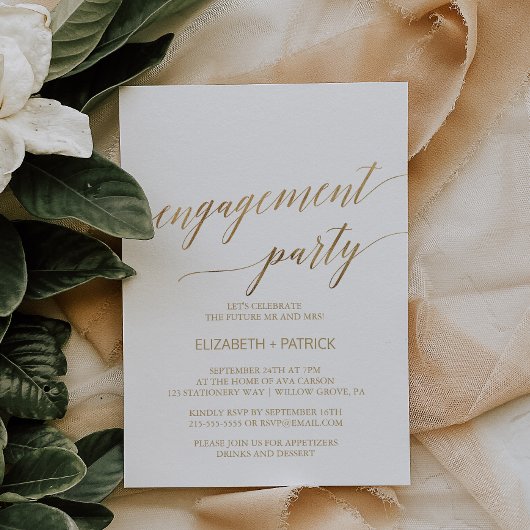 Invitation Elégant Gold Calligraphy Engagement Party