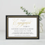 Invitation Elégant Gold Calligraphy Engagement Party (Debout devant)