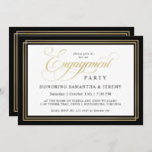 Invitation Elégant Gold Calligraphy Engagement Party (Devant / Derrière)