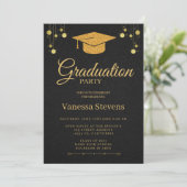 Invitation Elégant Gold Calligraphy Graduation (Debout devant)