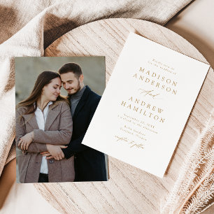 Invitation Elegant Gold Calligraphy Mariage photo