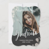 Invitation Élégant Gold Calligraphy Photo Graduation (Devant)