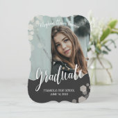 Invitation Élégant Gold Calligraphy Photo Graduation (Debout devant)