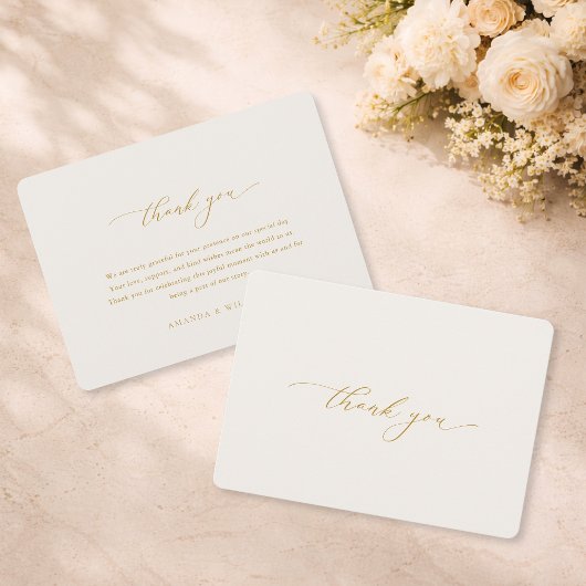 Invitation Elegant Gold Calligraphy Wedding Thank You Card