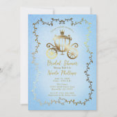 Invitation Elégant Gold Carriage Blue Storybook Bridal (Devant)