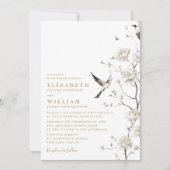 Invitation Elégant Gold Chinoiserie Floral Garden Wedding (Devant)