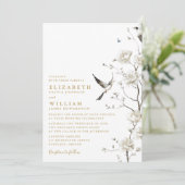 Invitation Elégant Gold Chinoiserie Floral Garden Wedding (Debout devant)