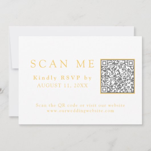 Invitation Elegant Gold Chinoiserie QR Code Mariage RSVP (Devant)