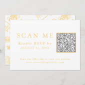 Invitation Elegant Gold Chinoiserie QR Code Mariage RSVP (Devant / Derrière)