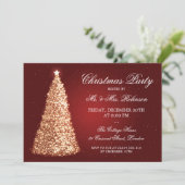 Invitation Élégant Gold Christmas Party Rouge (Debout devant)
