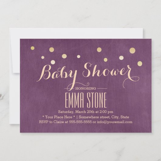 Invitation Elégant Gold Confetti Dots Baby shower moderne (Devant)