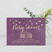 Invitation Elégant Gold Confetti Dots Baby shower moderne (Debout devant)