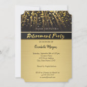 Invitation Élégant Gold Confetti Retraite Party (Devant)