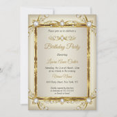 Invitation Elegant Gold Cream Pearl Photo Anniversaire (Devant)