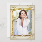 Invitation Elegant Gold Cream Pearl Photo Anniversaire (Dos)